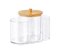 Boîte de Rangement pour Cotons-tiges Support Rond en Coton 3 1 for ipad, Organisateur de bouffées Poudre, boîte Rangement for Coton-Tige, Maquillage, Pot Salle Bain Portable Anti-poussière(Color2)