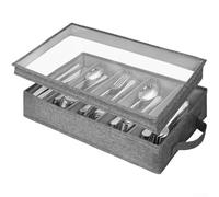 Boîte de rangement pour couverts avec couvercle amovible, boîte de rangement pour couverts avec 4 séparateurs réglables, plateau de tiroir à ustensiles d'argenterie