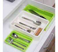 Boîte de rangement pour couverts Famanu, extensible - support de serviettes pratique pour les couverts et plus - vert