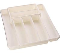 Boîte de rangement pour couverts Ibzoa® en plastique avec compartiments réglables – 39,7 x 34,1 x 5,1 cm, organisateur pour couteaux, fourchettes et cuillères