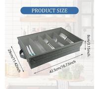 Boîte de rangement pour couverts Unyqoos® – spacieuse avec 4 compartiments réglables, couvercle transparent, poignées de transport, en polyester et en carton robuste