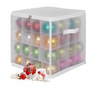 Boîte de Rangement pour décorations de Noël Relaxdays, 64 Boules, HxLxP : 36x36x36 cm, Plastique, Carton, Transparente.