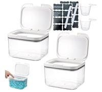 Boîte de Rangement pour Détergent, 2 Pièces 2,8L Boite Lessive, Boîte de Rangement pour Poudre à Laver, Récipient pour Poudre à Lessive avec Couvercle à Pression, Rangement en PET avec Verre Doseur