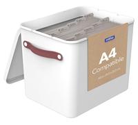 Boîte de rangement pour documents avec 15 pochettes suspendues, en plastique, dimensions : 40 x 29,2 x 29,8 cm, couleur : blanc