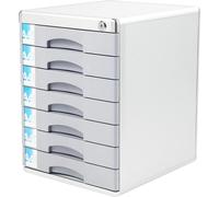 Boîte de rangement pour documents en alliage d'aluminium - Organisateur de tiroirs verrouillable avec 7 tiroirs - Réutilisable - Modèle de table autoportant - Jusqu'à 3 kg par tiroir - 30x36x40,5 cm -