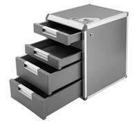 Boîte de rangement pour documents - Organiseur de bureau - 5 tiroirs - Verrouillable - Format A4 - Hauteur des tiroirs : 5/10 cm - Châssis en aluminium et tiroirs en PP - Capacité de charge jusqu'à 10