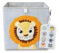 Boîte de rangement pour enfants 33 x 33 x 33 cm - Caisse à jouets pliable avec motif animalier - Organisateur pour étagère Kallax - Boîte de rangement pour jouets, livres et peluches dans la chambre d