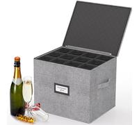 Boîte de rangement pour flûtes à champagne VERONLY avec séparateurs, contenant de rangement pour verres à champagne, organisateur de rangement pour 12 flûtes à champagne en cristal avec coque rigide
