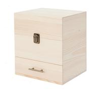 Boîte de rangement pour huiles essentielles - 3 niveaux - 59 compartiments - Bois de pin - Pour flacons à bille de 10/15 ml - 21,5 × 18,5 × 24,5 cm - Couleur bois