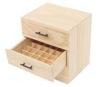Boîte de rangement pour huiles essentielles - Boîte en bois - 90 compartiments - Bois de pin - Pour flacons de 5 et 15 ml - 24,5 × 20 × 26 cm - Taille L - Jaune