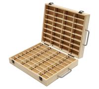 Boîte de rangement pour huiles essentielles, en pin durable, 64 compartiments individuels, jaune, en bois
