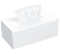 Boîte de rangement pour lingettes cosmétiques en acrylique, dimensions 25x13x9 cm, de couleur blanche, avec couvercle magnétique