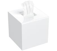 Boîte de rangement pour lingettes cosmétiques en acrylique, forme carrée, dimensions 14x14x14 cm, couleur blanche, avec couvercle magnétique