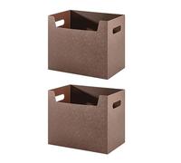 Boîte de Rangement pour Livres 2 Pièces en Pp, Coffret de Classement | Couleur Café, Format A4 pour Dossiers, Facile à Déplacer Stocker, Usage Chambre et Salon