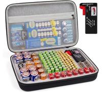 Boîte de Rangement pour Organisateur de Batterie avec testeur de Batterie (BT168), Support pour Sacoche pour 140 Piles AA AAA AAAA 9V C D Lithium 3V (Piles Non comprises)