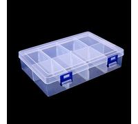 Boîte de rangement pour pièces - Grande taille - 8 compartiments - En plastique transparent - Multicompartiments - Composants électroniques - Boîte rectangulaire