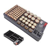 Boîte de rangement pour pile avec support testeur - Organiseur pour 116 piles de différentes tailles - Pour AAA, AA, 9 V, C, D et bouton