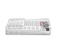 Boîte de rangement pour piles avec testeur, couvercle transparent, pour 93 piles, support en plastique montable avec rembourrage doux, pour tiroir de maison ou mur (blanc)