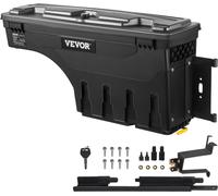 Boîte de rangement pour plateau de camion, couvercle verrouillable, boîte à outils étanche en ABS pour passage de roue, 6,6 gal/20 L, compatible avec Chevrolet Silverado 1500 GMC Sierra 1500 2019-2021