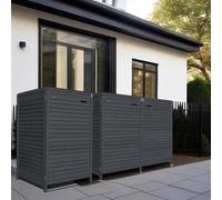 Boîte de rangement pour poubelles, habillage pour poubelles de 240 litres en bois traité anthracite, conteneur à déchets, armoire à poubelles, poubelle ADRIA24 (3 tonnes)