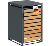 Boîte de rangement pour poubelles Kestra, de 1 à 240 litres – Habillage pour poubelles en acier avec bandes décoratives imitation bois – Conteneur à déchets de haute qualité pour 1 tonne – Boîte à déc