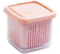 Boîte de rangement pour réfrigérateur à double couche pour oignons oignons, ail, boîte intérieure amovible avec couvercle, organiseur hermétique pour réfrigérateur (rose)