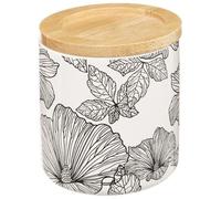 Boite de rangement pour salle de bain pour Coton et Coton-tige avec couvercle Blackflora - Noir et Blanc