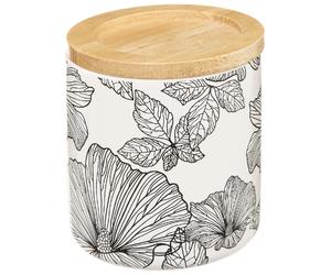 Boite de rangement pour salle de bain pour Coton et Coton-tige avec couvercle Blackflora - Noir et Blanc