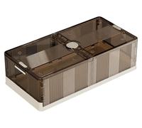 Boîte de rangement pour sous-lit - Boîte en plastique - Pliable - Très grande taille - Transparente - Avec roulettes - Étanche à la poussière - Lot de 2 - Transparent marron
