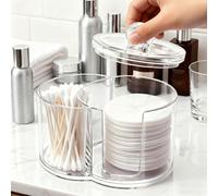 Boîte de rangement pour tampons et cotons-tiges en coton, organisateur de bureau à deux compartiments, indispensable pour l'organisation des soins de la peau à la maison, parfait pour la salle de bain