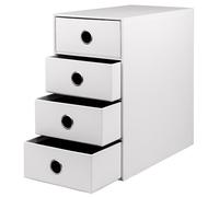 Boîte de rangement pour tiroirs, lot de 4, format DIN A5, blanche, dimensions 250 x 175 x 320 mm