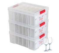Boîte de rangement pour verres x3 Sundis GLASS STORE capacité 24 verres diam 7 2 cm et hauteur 16 5cm max