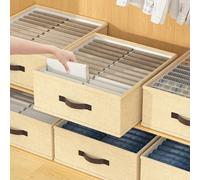 Boîte de rangement pour vêtements avec compartiments, organisateur de tiroir de garde-robe en tissu pliable avec poignée, bac de rangement de grande capacité pour vêtements roulés pour jeans, t-shirts