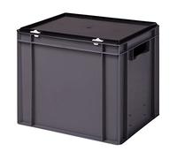 Boîte de rangement professionnelle stable - Boîte empilable avec couvercle - En plastique - Disponible en 5 couleurs et 21 tailles - Pour l'industrie, le commerce, la maison (gris, 40 x 30 x 33 cm)