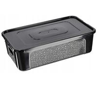 Boîte de rangement - Récipient en plastique de 5 l avec couvercle - Boîte de conservation refermable - Boîte de rangement - Noir