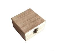 Boîte de rangement rectangulaire en bois de couleur naturelle pour bijoux, thé, café, petits articles, 10 x 10 x 6 cm, boucle en métal lisse, plateau de bureau en bois massif poli (clair 10 x 10 x 6)