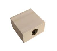 Boîte de rangement rectangulaire en bois poli avec finition lisse et fermeture à boucle en métal naturel clair foncé 10 x 10 x 6 cm Coins à angle droit pour bijoux, thé (bois 10 x 10 x 6)