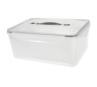 Boîte de Rangement Réfrigérateur 4, 5 L en Pp Blanc, Panier D’égouttage | Aliments Emballés et Sauce Salade, Bords Arrondis, Usage la Cuisine et Garde-manger, Format Réutilisable