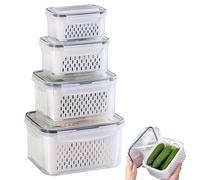 Boîte de rangement réfrigérateur - Organiseur de frigo - 4 pièces - Avec passoire et valve d'aération - 380 / 800 / 1700 / 3150 ml