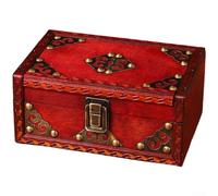 Boîte de rangement rétro en bois - Organisateur de bijoux - Petit coffre au trésor pour chambre à coucher - 18 x 12 x 8 cm (A)