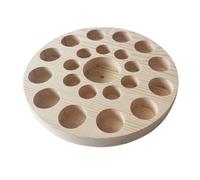 Boîte de Rangement Ronde en Bois pour Huiles Essentielles, 22 Cases | Plateau de Présentation à Fond Plat, Finition Kaki, pour Bureau, Organise aussi Huile à Ongles et Bijoux