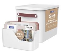 Boîte de rangement Rotho MyPaper Plus, format A4, organisateur de documents pour le bureau, couleur blanche