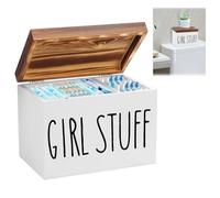 Boîte de Rangement Serviette Hygiénique, 2 Compartiments Rangement pour Serviette Hygiénique Boîte Serviette Hygiénique avec Couvercle, pour Tampons Serviettes Hygiéniques Coton Tiges (Blanc)