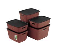 Boîte de rangement set de 5 boîtes décoratives - 1x 45 litres, 2x 10 litres, 2x 17 litres - Panier de rangement Bac en plastique Paniers de rangement Récipients, Dust