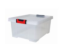 EDA Boîte de rangement solide Clipstock 30 L – avec couvercle, poignées Soft Touch, empilable