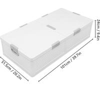 Boîte de rangement sous le lit - Boîte pliable en plastique PP - Grande capacité - 6 boucles de fermeture - Roulettes et poignées - Étanche à la poussière - 101 x 51,5 x 24 cm - Blanc