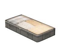 Boîte de rangement sous le lit - Organisateur de rangement en tissu de 90 l | Couvercle transparent | Grand tiroir sous le lit pour vêtements, draps, couettes et couvertures | Solution peu encombrante