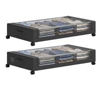 Boîte de rangement sous lit - HOMCOM - lot de 2 - à roulettes - cadre en acier - tissu Oxford - 78x44x16cm - noir