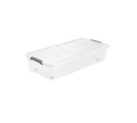 keeeper Boîte sous lit Léo – ouverture 2 côtés, 33 L, transparent, avec roulettes