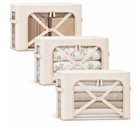 Boîte de rangement sous lit - Pliable - 47 x 15 x 30 cm - Lot de 3 - Oxford imperméable - Avec fermeture éclair et poignée